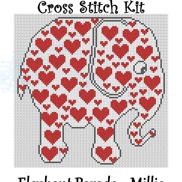 Elephant Parade Cross Stitch Kit Millie Size Approx 7" x 7"  14 Count Aida