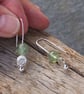 Earrings, Prehnite and hammered silver disc drop earrings, recycled silver, ARC - Image 7