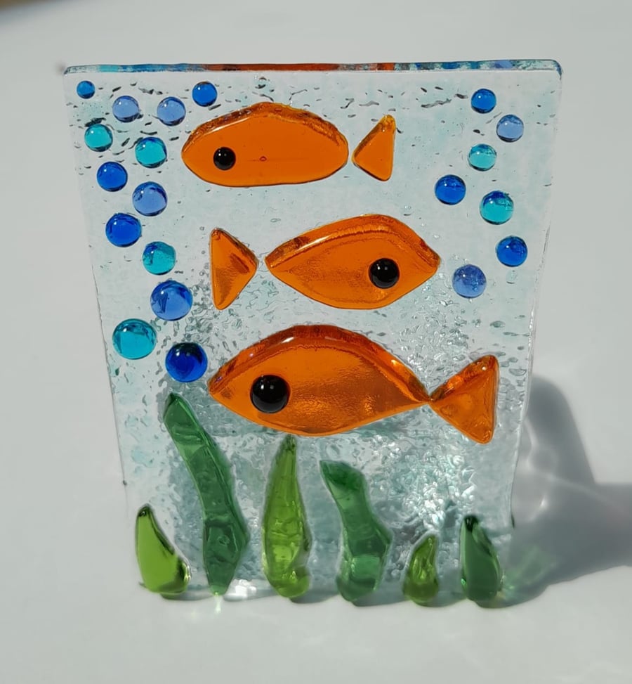 Fused Glass Fish Tealight Holder 