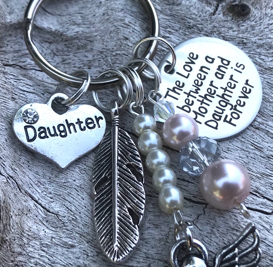 Daughter Memorial Keychain Angel Child Loss Keepsake Baby pink 