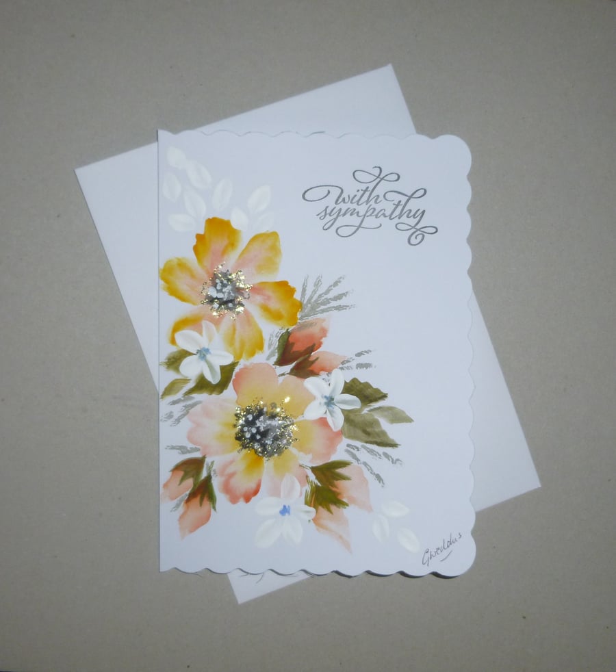hand painted original art sympathy card ( ref FA166 B6 )