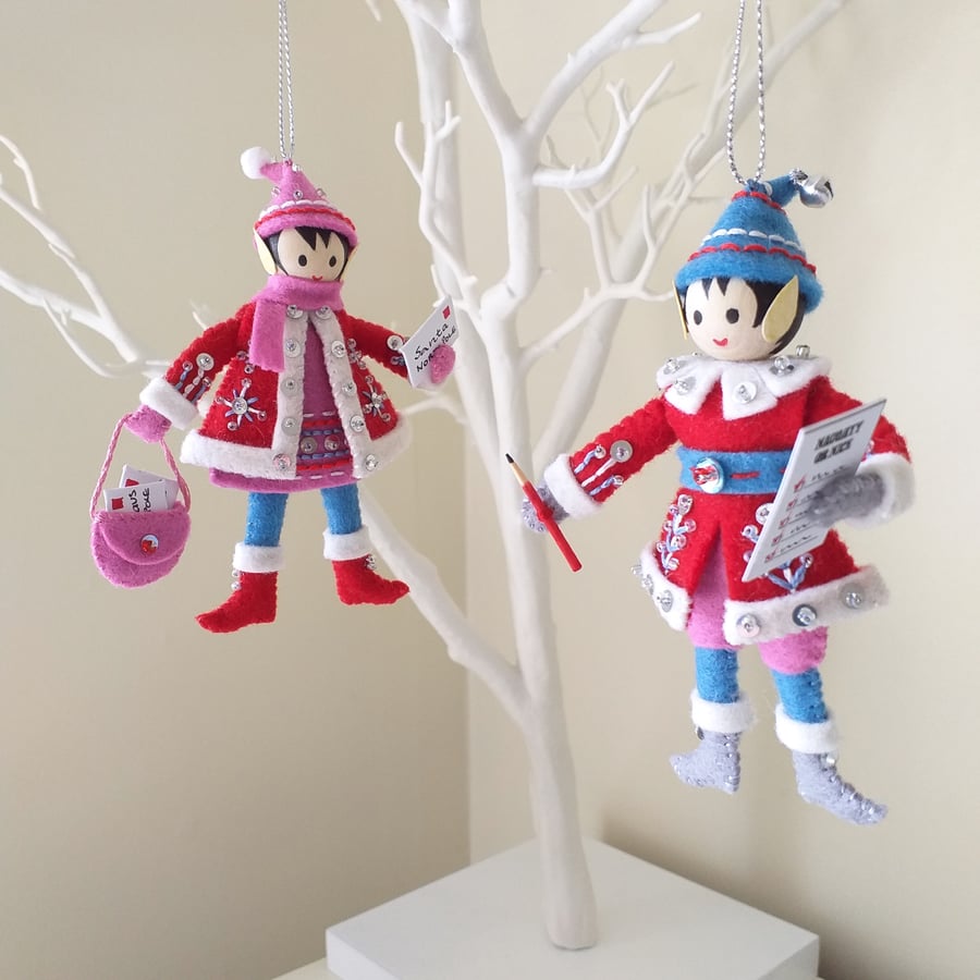mmmcrafts Christmas Elves Tree Decoration, ‘Twas the Night Before’ Ornaments