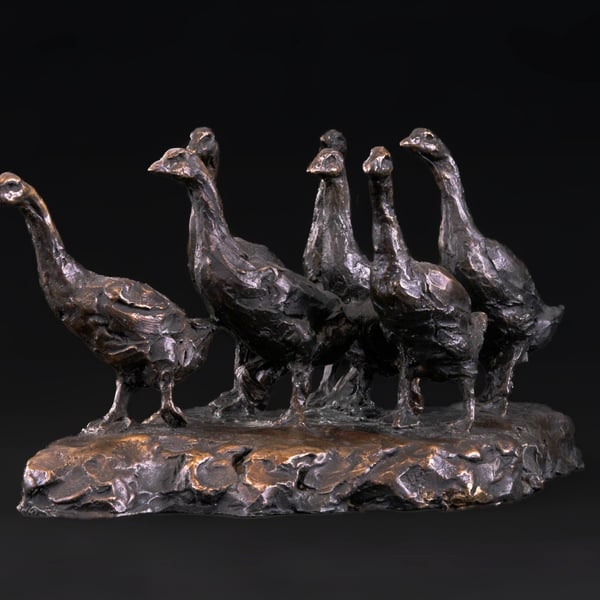 Foundry Bronze Gaggle of Geese Animal Statue Small Bronze Metal Sculpture
