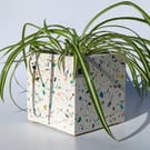 Handmade Terrazzo Square Plant Pot – Rainbow Jesmonite Planter, Zero Waste Decor