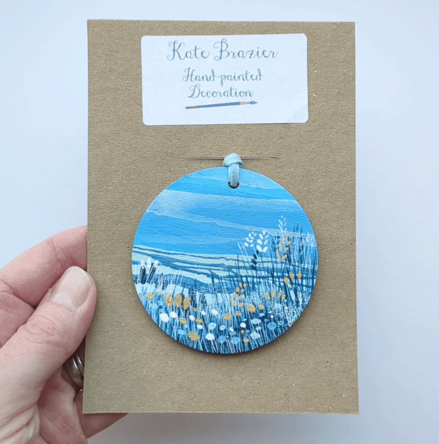 Unique Hand Painted Wooden Decorations. SKY BLUE