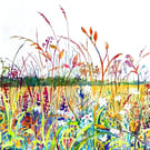 Meadow Wildflowers Blank Greeting Card from Original Watercolour Painting