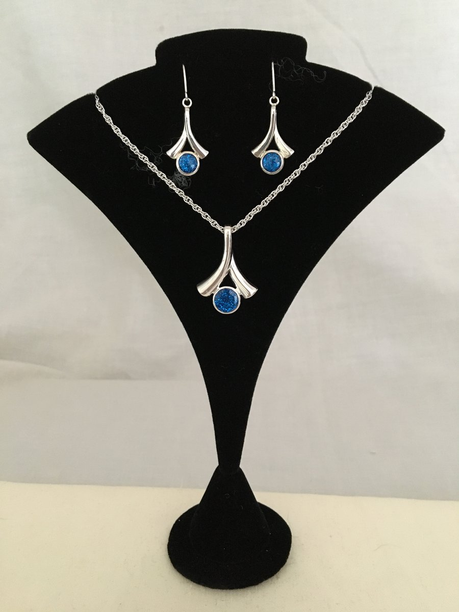 Wishbone Pendant and Earring Jewellery Set