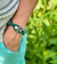 Natural Cork 'Leather' Clover Leaf Bracelet - Navy Lake - Image 1