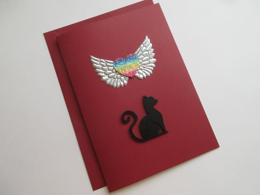 Cat Pet Loss Sympathy Condolences Greetings Card Rainbow Bridge