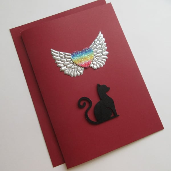 Cat Pet Loss Sympathy Condolences Greetings Card Rainbow Bridge