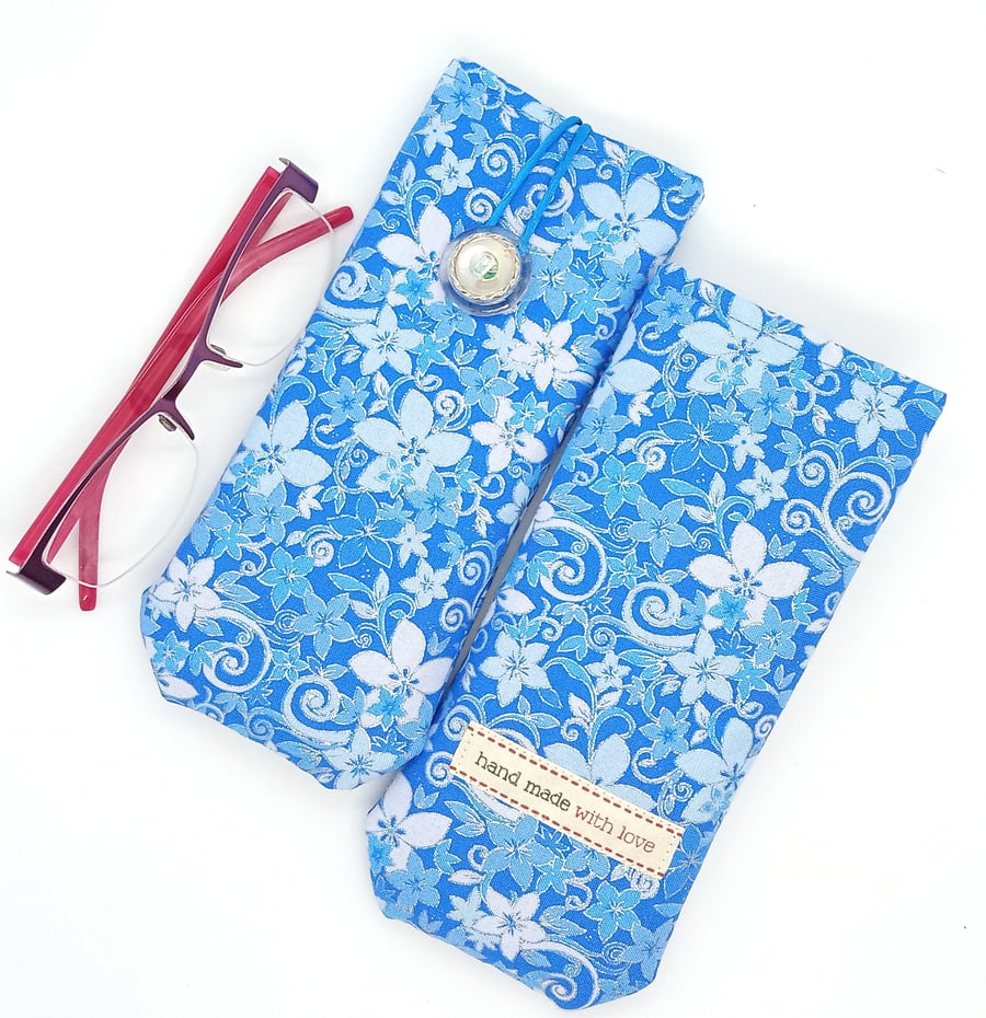 Blue and Silver glasses case 576F 577F