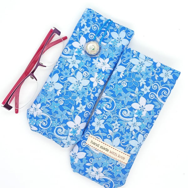 Blue and Silver glasses case 576F 577F