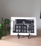 Mixed media line drawing of an Edinburgh building site.  