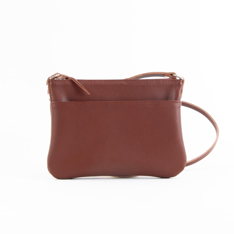 Tan Soft Leather Hip Bag, Lightweight Crossbody Bag