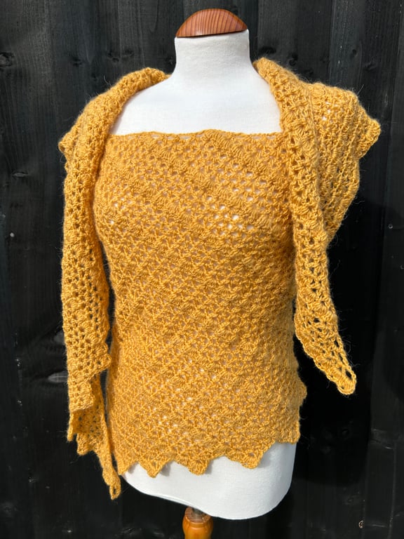 Egg yolk yellow merino wool asymmetrical oversized scarf wrap shawl 