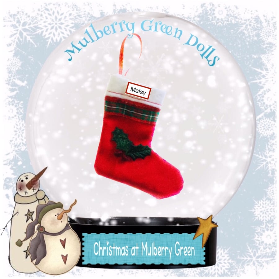 Reserved for Kat - Doll’s Christmas Stocking for Marigold