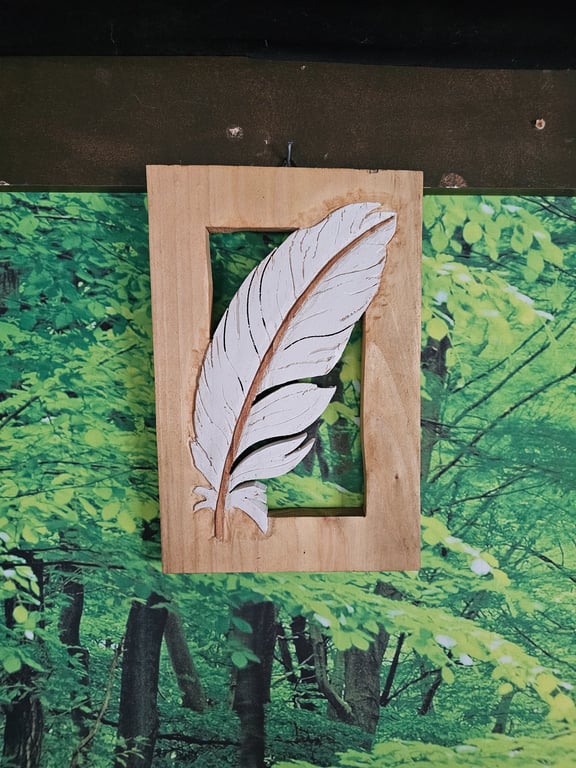 Hand-Carved Wooden Feather Wall Art- One Piece - Rustic Wall Art - Handmade Gift