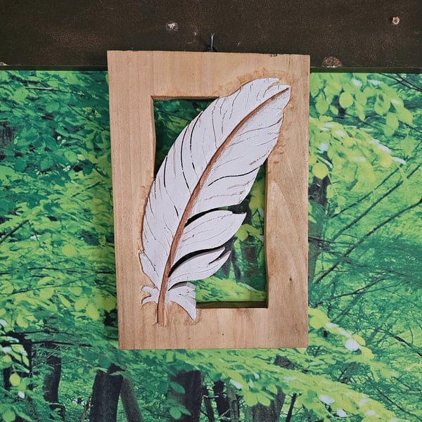 Hand-Carved Wooden Feather Wall Art- One Piece - Rustic Wall Art - Handmade Gift