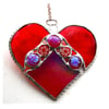 Heart Stained Glass Suncatcher Nugget Red 007