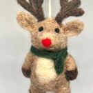 Needle Felted Reindeer Christmas Decoration Handmade Hanging Ornament