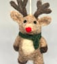 Needle Felted Reindeer Christmas Decoration Handmade Hanging Ornament - Image 1