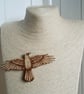Pyrography crow wooden brooch - Image 2