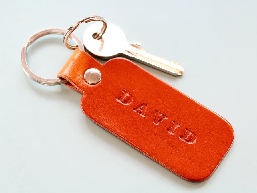 Personalised Leather Name Keyring, Intiials Key Fob, Leather Keychain