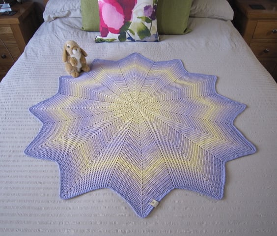 Crochet Baby Blanket, Lemon Baby Blanket, Lilac Baby Blanket, New Baby Gift