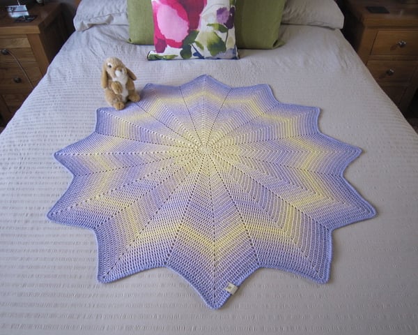 Crochet Baby Blanket, Lemon Baby Blanket, Lilac Baby Blanket, New Baby Gift