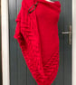 Hand Knitted Handmade Cables Textured Red Wool Triangle Shawl Wrap Scarf - Image 2
