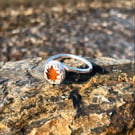 Brown Twist Statement Sea Glass and Sterling Silver Ring- Size Q  - 1253