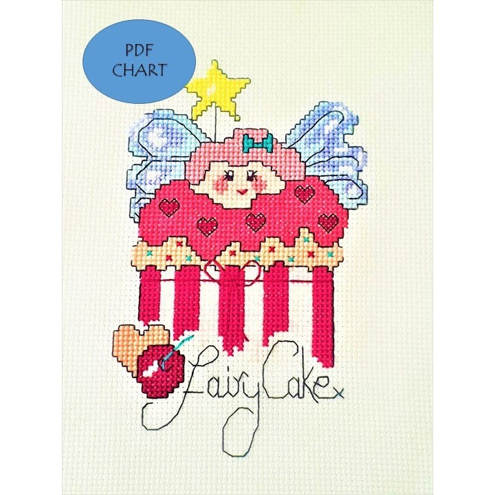 Fairy Cake Cross stitch digital Download PDF Pattern Chart