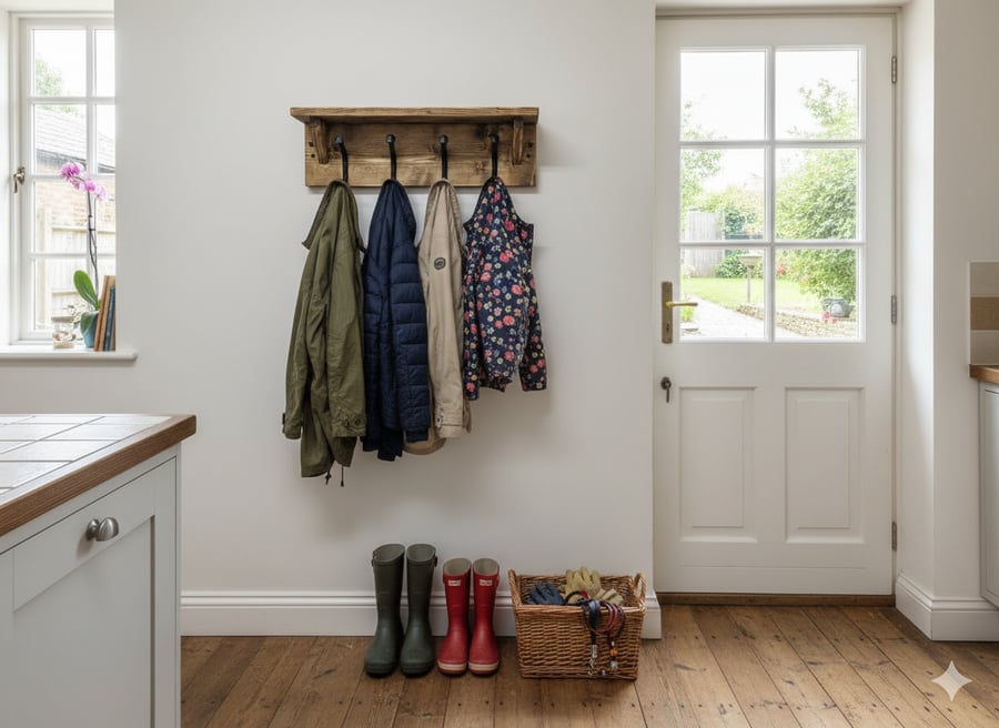 Coat Rack - Coat Hooks - Key Hooks - Shelf 
