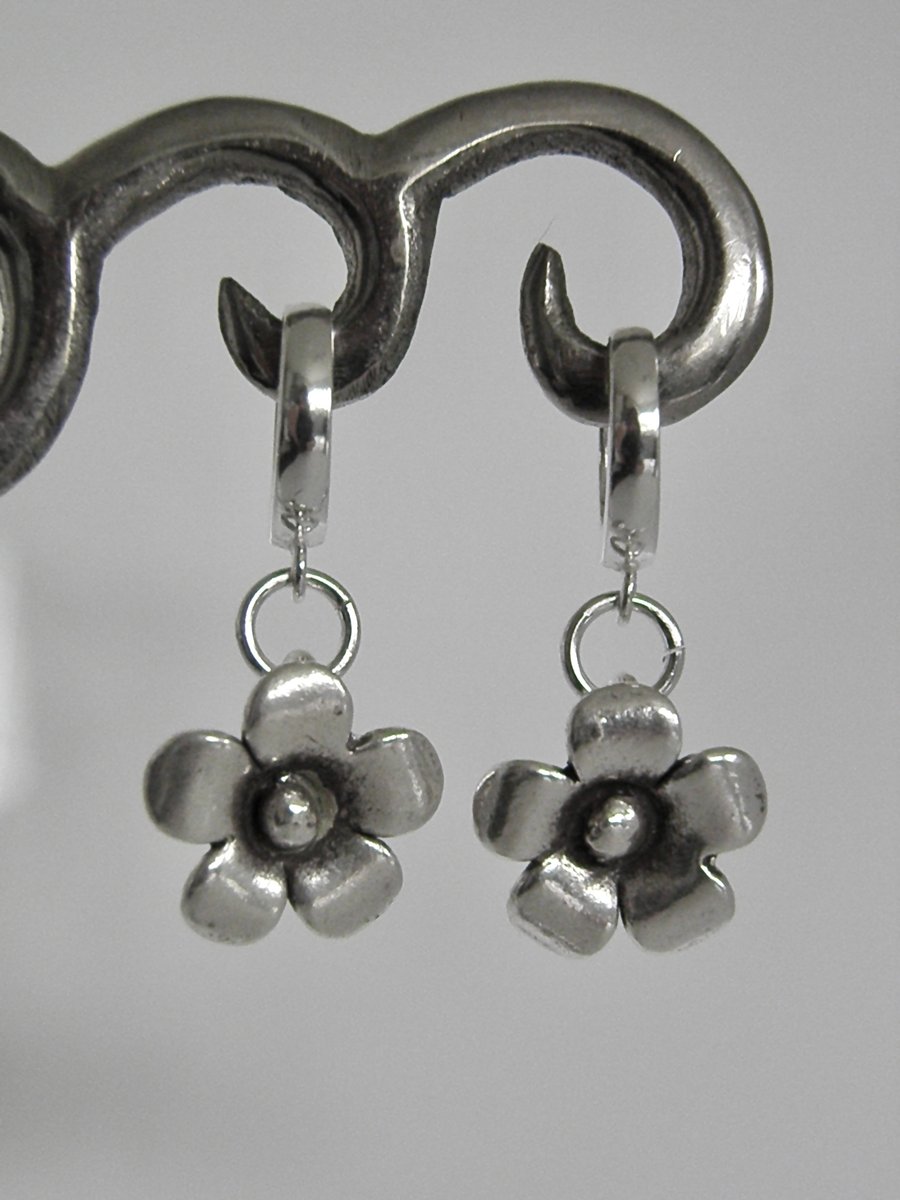 Sterling Silver Flower Earrings 