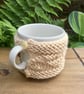 Cream Aran Mug Cosy, Knitted Leaf Design Mug Cosie - Image 4
