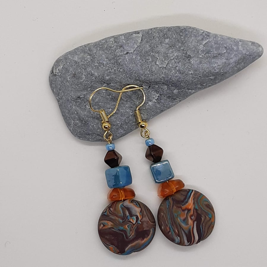 Handmade polymer clay disc earrings