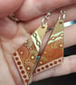 Floral Boho Teardrop Earrings – Golden & Pink Washi Tape Dangles, Free Postage - Image 5