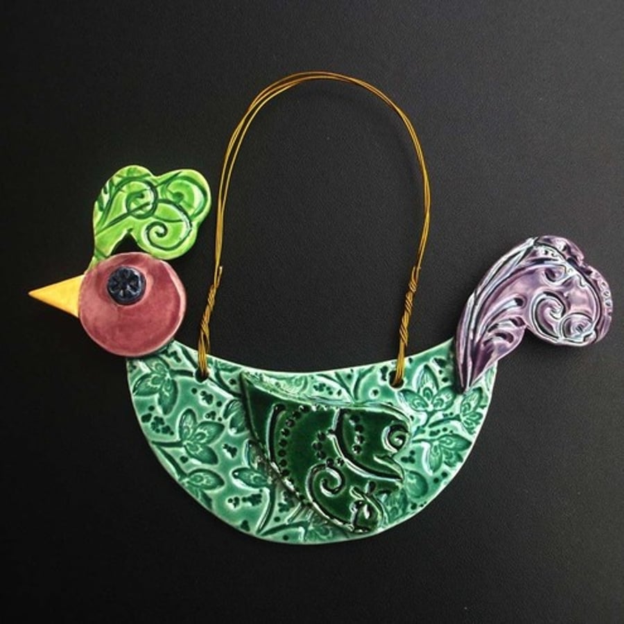 Patterned bird - ceramic decoration
