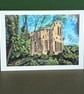 Leasowes Priory Art Card: Blank or Personalised A6-Size Greetings Card - Image 1