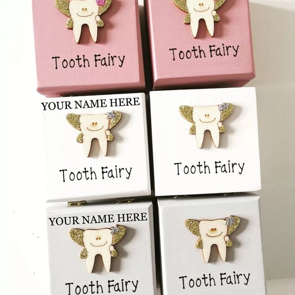Tooth Fairy Box Personalised Wooden Trinket Box Teeth Holder for Children