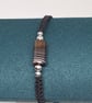Men's Striped Agate Bracelet Adjustable Black Cord Stainless Steel - Image 5