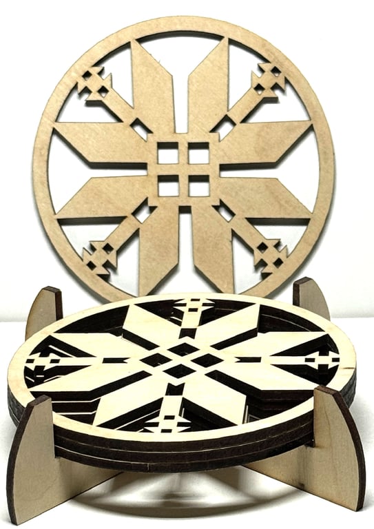 Baltic Birch Wooden Coaster - Set of 4  with stand (02)