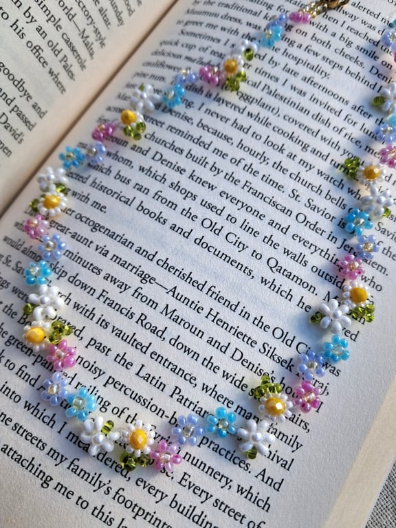 Little Garden Bead Necklace – Soft Pastel Flowers, Handmade Jewelry 