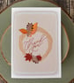 Autumn Wreath Thank You Card: Hand-Drawn Calligraphy