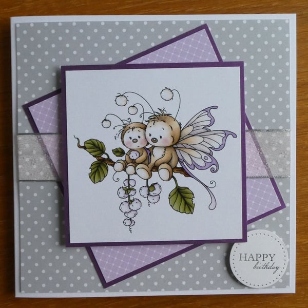 Birthday Card - Cute Bugs on a Twig Birthday Card