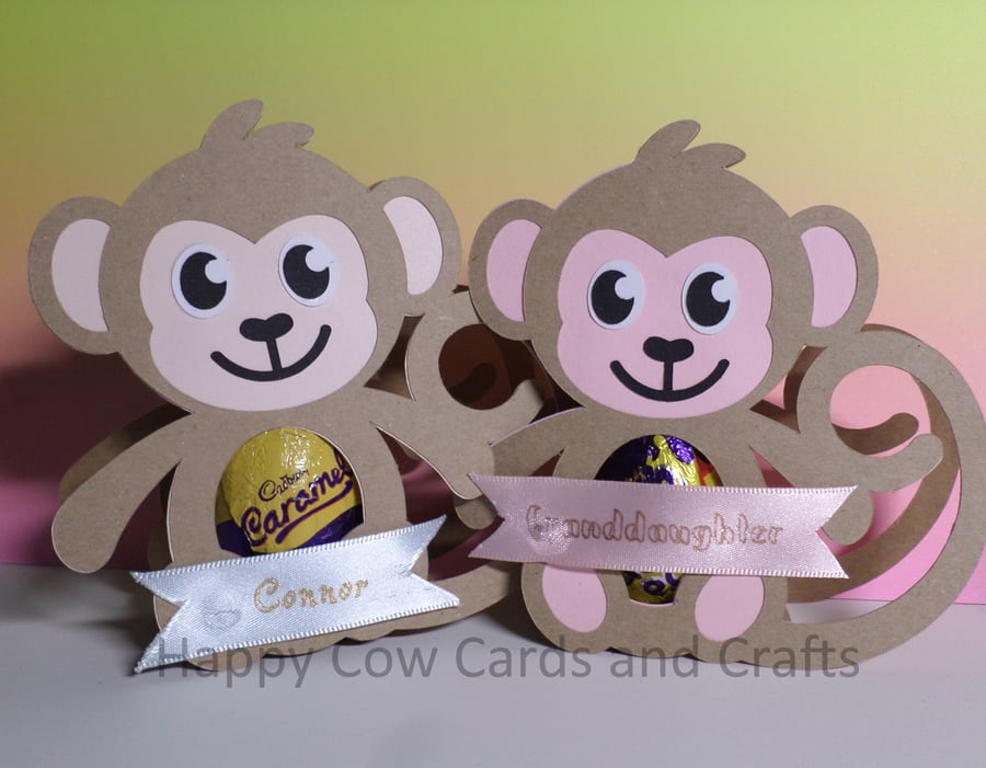 Cute personalised monkey cream egg holder