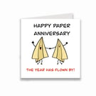 First Anniversary card for your paper anniversary with 2 paper planes