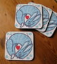 Blue Rabbit Heart coaster - Image 2