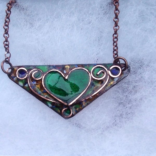 MEDIEVAL STYLE ENAMELLED CHOKER NECKLACE - GREEN