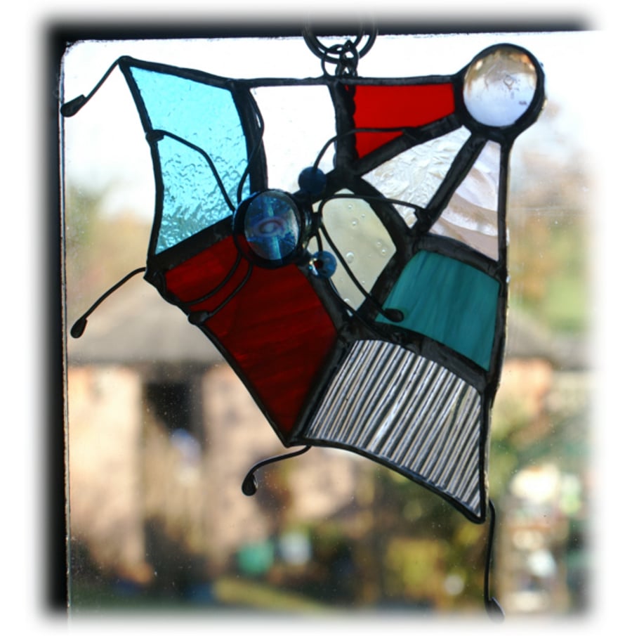 RESERVED for Sarah - Spider's Web Stained Glass Suncatcher 